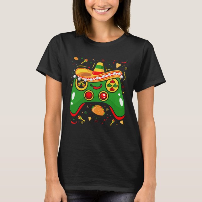Camiseta Cinco de Mayo Controlador Gaming no México Fiest (Frente)