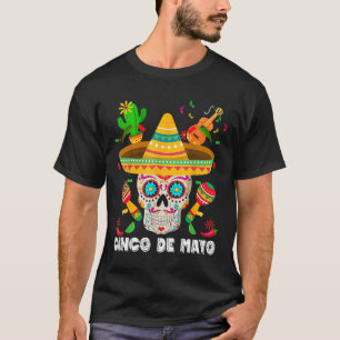 Camiseta Cinco De Mayo Crânio de Açúcar 5 De Mayo Festa Mex