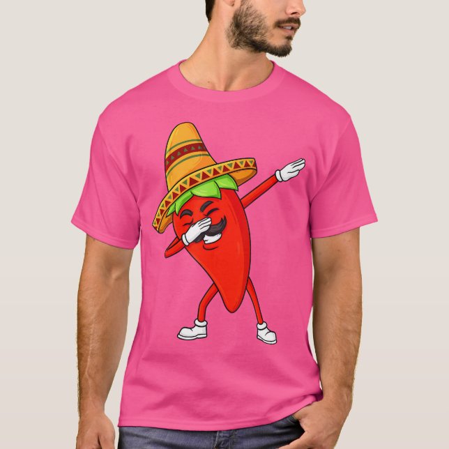 Camiseta Cinco De Mayo Dabbing Hot Jalapeno Pepper Funny Bo (Frente)