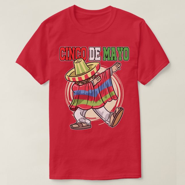 Camiseta Cinco De Mayo Dabbing mexicano Poncho (Frente do Design)