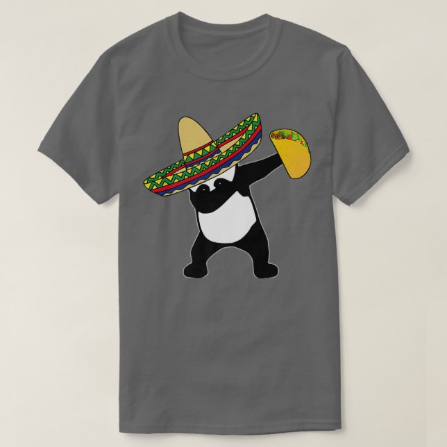 Camiseta Cinco De Mayo Dabbing Panda Bear Taco Mexicano Som (Frente do Design)