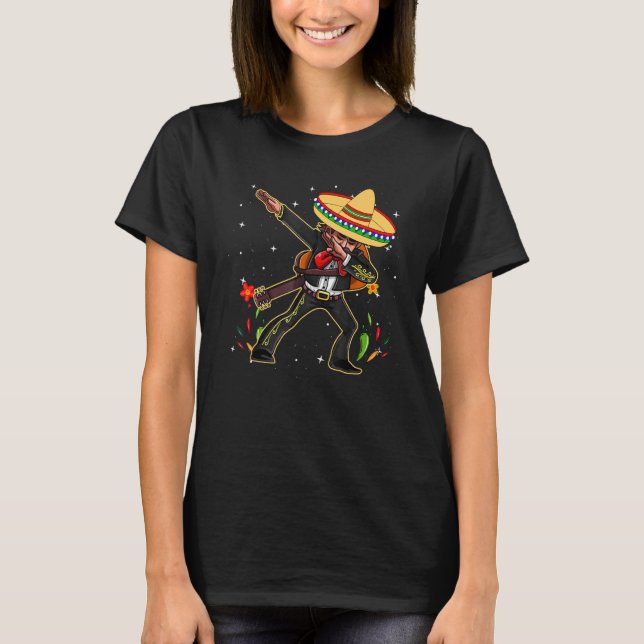 Camiseta Cinco de Mayo Dabbing Poncho Sombrero Funny Mexica (Frente)