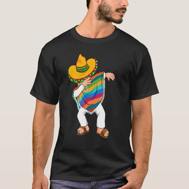 Camiseta Cinco De Mayo Dabbing Poncho Sombrero México Vamos (Frente)