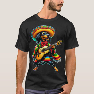 Camiseta Cinco de Mayo Dachshund Mariachi Violão
