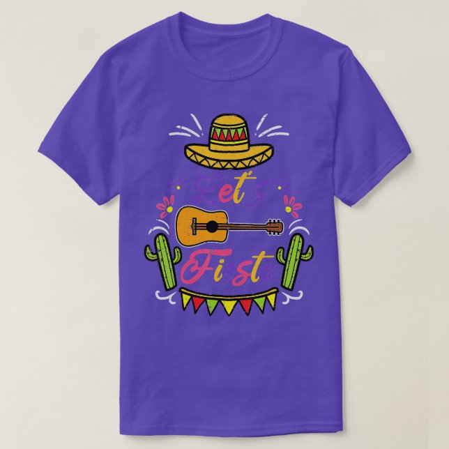 Camiseta Cinco De Mayo Deixa Fiesta Cactus Sombrero Hat Fun (Frente do Design)