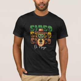 Camiseta Cinco De Mayo Engraçado Mexicano Cactus Tocando Vi
