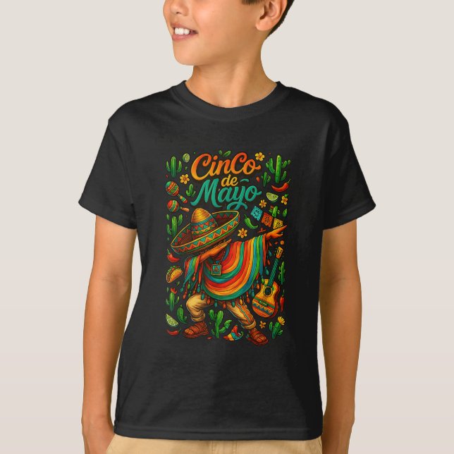Camiseta Cinco De Mayo Fiesta, Partido Poncho Mexicano, (Frente)