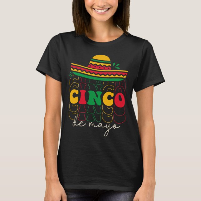 Camiseta Cinco De Mayo Groovy Mexican Fiesta 5 De Mayo Somb (Frente)