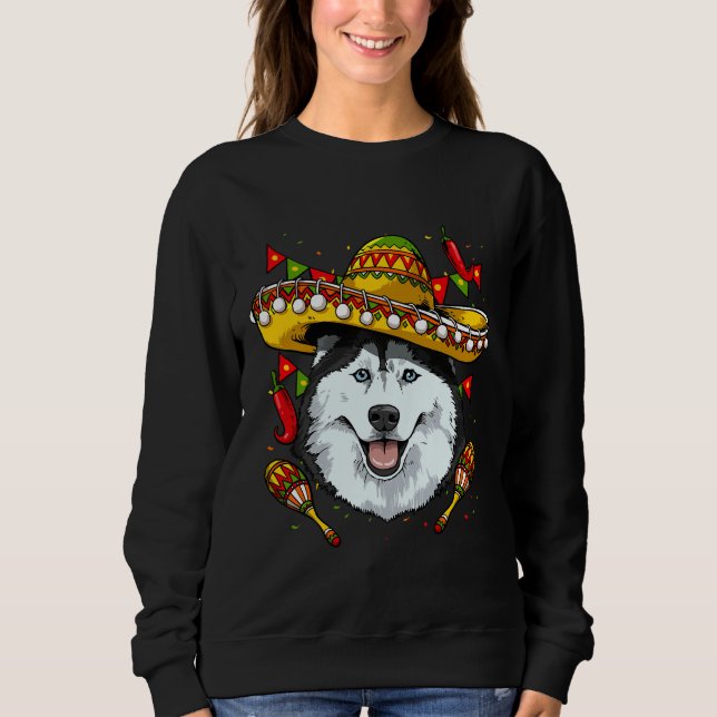 Camiseta Cinco de Mayo Husky Siberiano Homens Mulheres Cria (Frente)