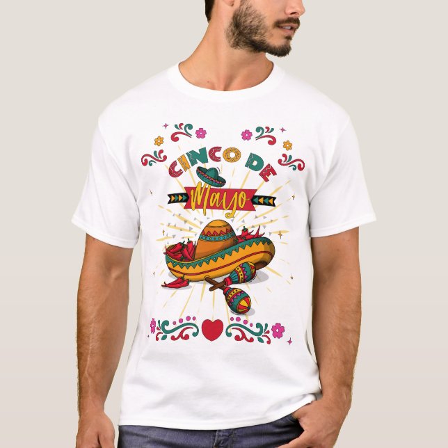 Camiseta Cinco de Mayo Ilustração, 2/2 (Frente)