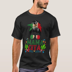 Camiseta Cinco de Mayo Mama Mensagem Óculos Brancos Bandana