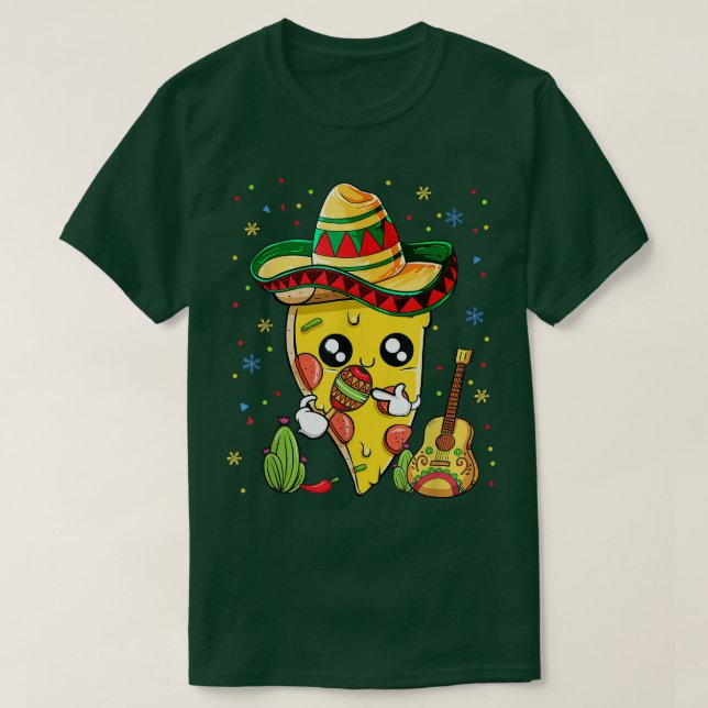 Camiseta Cinco De Mayo Meican Pizza Slice Encantada Pizza A (Frente do Design)