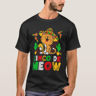 Camiseta Cinco De Mayo Meow Gato Sombrero Festa Mexicana