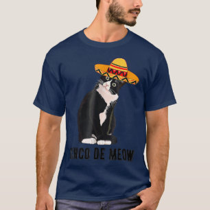 Camiseta Cinco De Mayo Meow Tuedo Cat Sombrero Meican Fiest