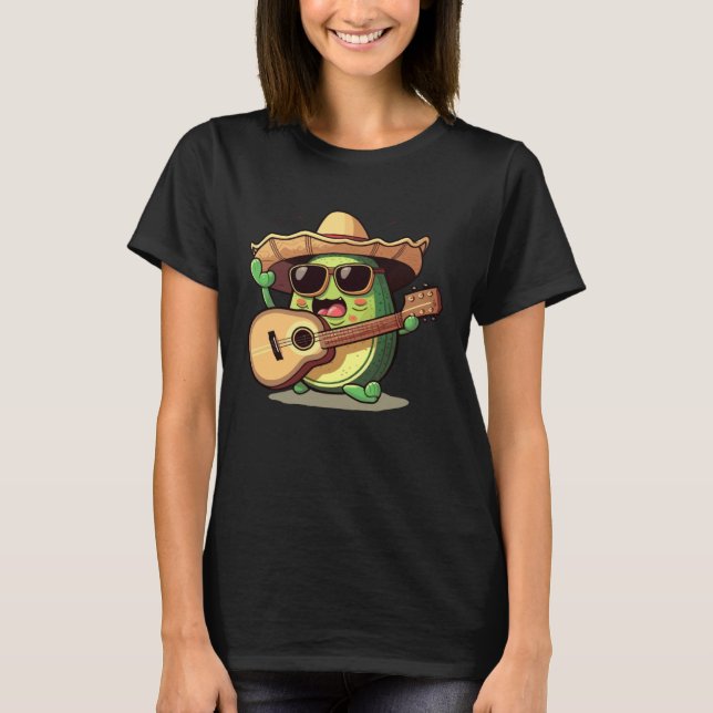 Camiseta Cinco De Mayo Mexican Avocado Playing Guitar Sombr (Frente)