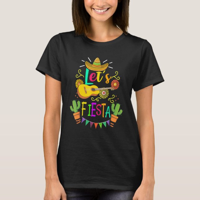 Camiseta Cinco De Mayo Mexican Guitar Cactus for Men Women  (Frente)