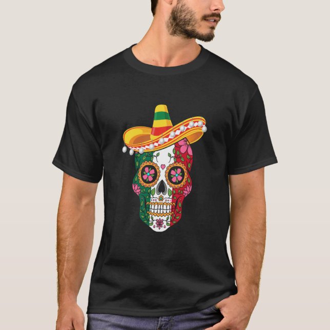 Camiseta Cinco de Mayo mexican skull celebrate fiesta (Frente)