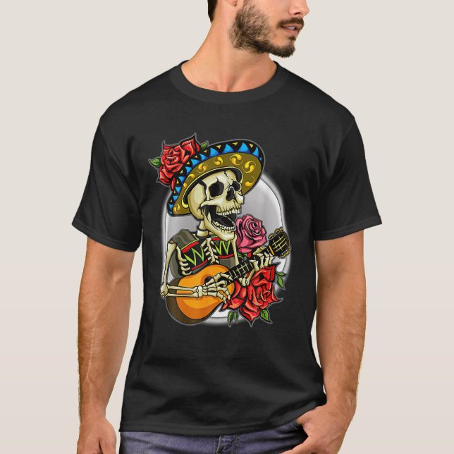 Camiseta Cinco De Mayo Mexicano Cross Sunglass Skull Musta (Frente)