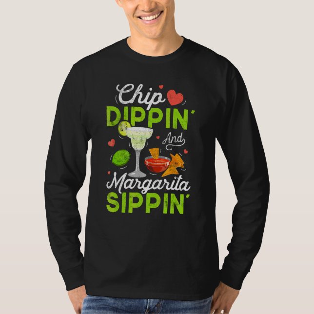 Camiseta Cinco De Mayo Mexicano Fan Chip Dippin' E Margari (Frente)