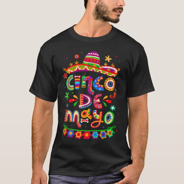 Camiseta Cinco De Mayo Mexicano Taco Deixa Fiesta Cinco De  (Frente)