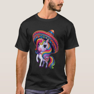 Camiseta Cinco De Mayo Mexicano Unicórnio Sombrero Festa Cr