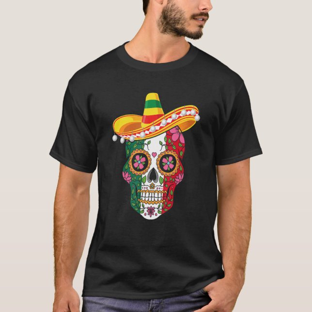 Camiseta Cinco De Mayo Party Sugar Skull Men Women Mexican  (Frente)