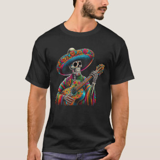 Camiseta Cinco De Mayo Skeleton Skull Sombreros Guitar