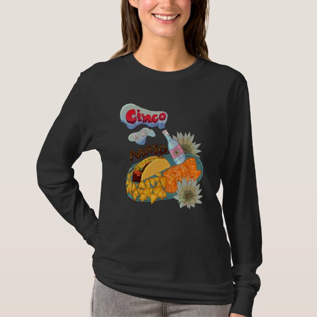 Camiseta Cinco de Mayo Taco e Chips Comidas mexicanas Fiest (Frente)