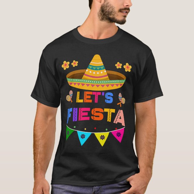 Camiseta Cinco De Mayo Vamos Fiesta Cactus Sombrero Hat 1 (Frente)