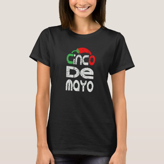 Camiseta Cinco De Mayo Vintage Pepper Mexicano (Frente)