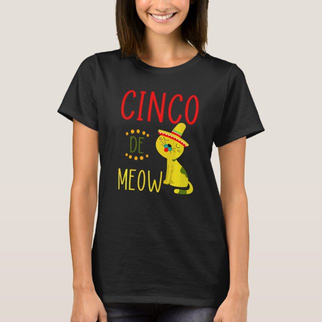 Camiseta Cinco De Meow 5 De Maio Orgulho Mexicano Amante De (Frente)