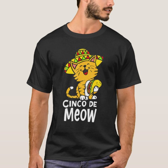 Camiseta Cinco De Meow Cute Cinco De Mayo Sombrero Taco Cat (Frente)