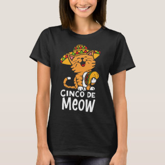 Camiseta Cinco De Meow Fofo Cinco De Mayo Chapéu Taco Gato