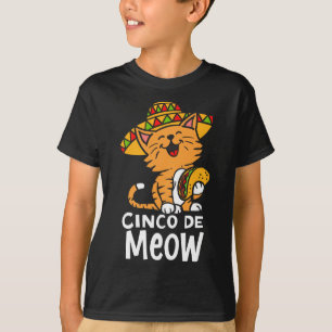Camiseta Cinco De Meow Fofo Cinco De Mayo Sombrero Taco Gat