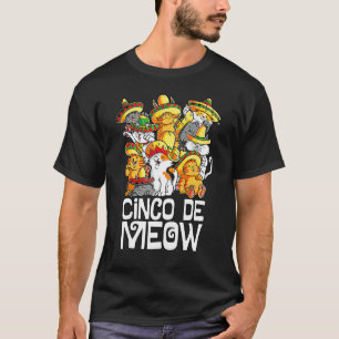 Camiseta Cinco De Meow Mayo Cat Sombrero Mexico Taco Cinco
