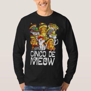 Camiseta Cinco De Meow Mayo Cat Sombrero Mexico Taco Cinco