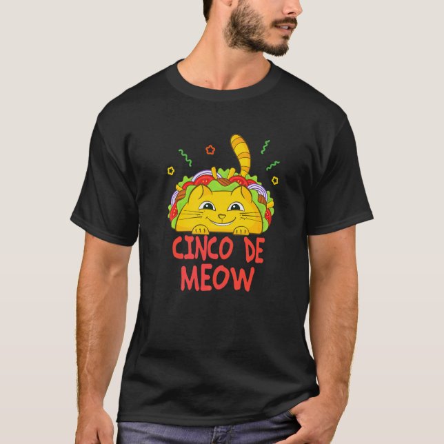 Camiseta Cinco De Meow Taco Gato Cinco De Maio (Frente)
