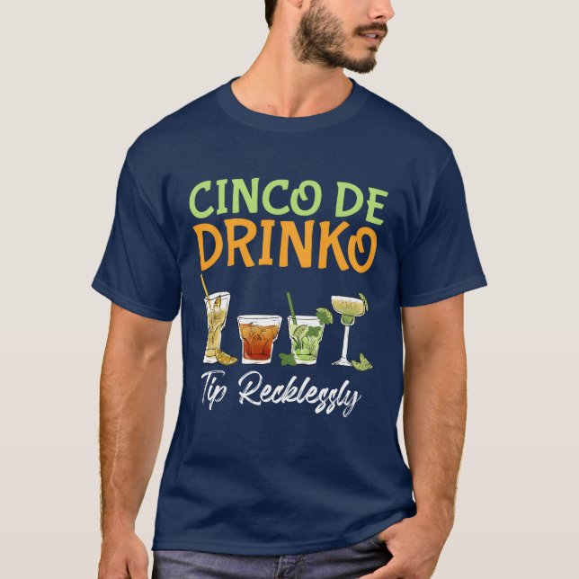 Camiseta Cinco Drink Meican drinking Party Fan Fiesta famil (Frente)