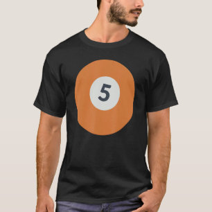 Camiseta Cinco Equipes Número 5 Bilhares De Bola Laranja So
