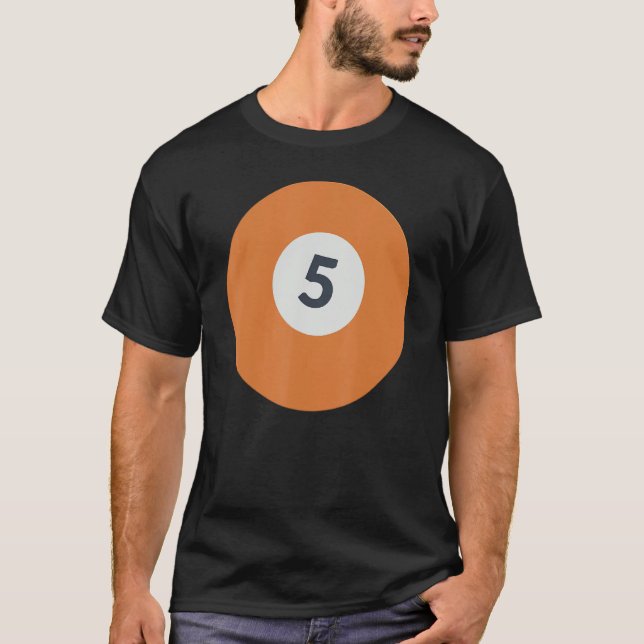 Camiseta Cinco Equipes Número 5 Bilhares De Bola Laranja So (Frente)