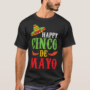 Camiseta Cinco Felizes E Bonitos De Mayo Sombrero Peppers M