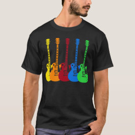Camiseta Cinco Guitarras Elétricas Coloridas 