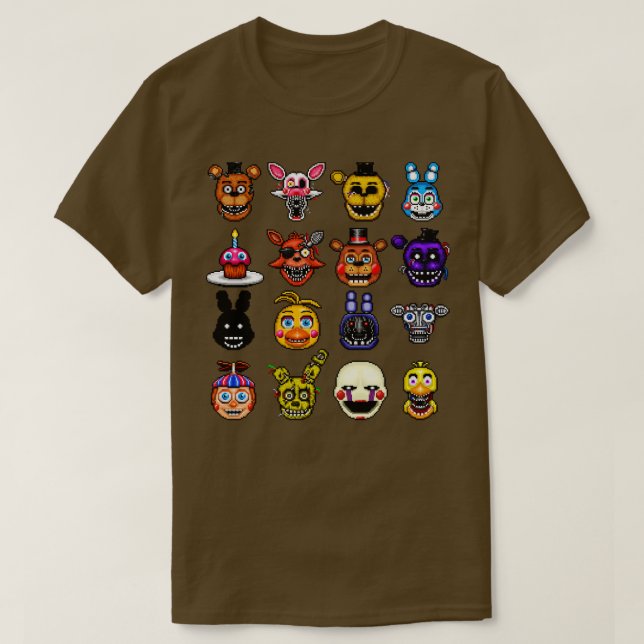 Camiseta Cinco noites na coleção de arte Freddys Pixel (Frente do Design)