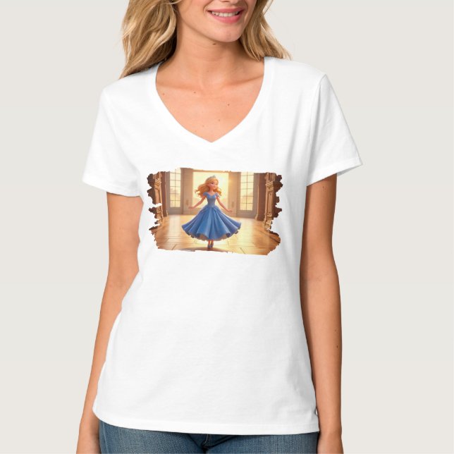 Camiseta Cinderela se Preparando – Transformação Mágica do  (Frente)