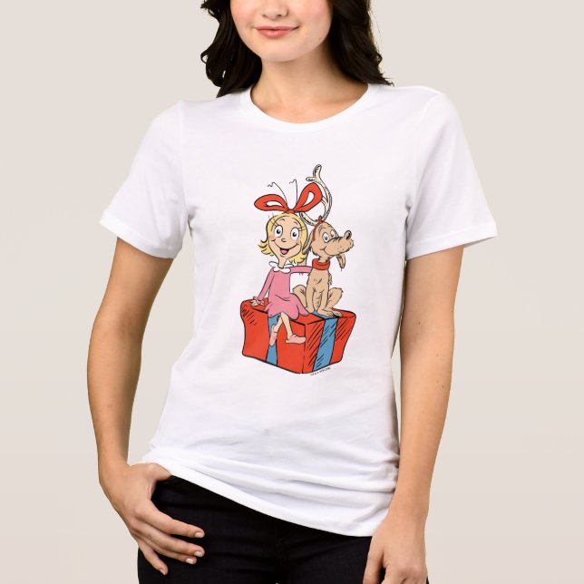 Camiseta Cindy Lou Who e Max em um Presente (Frente)