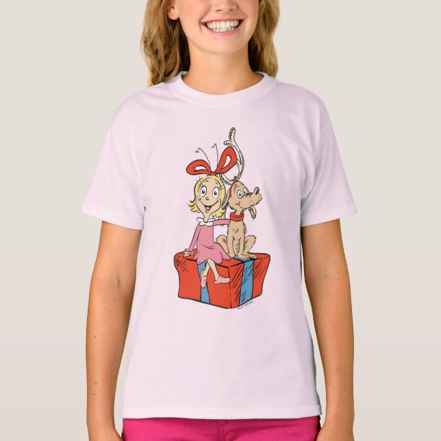 Camiseta Cindy Lou Who e Max em um Presente (Frente)