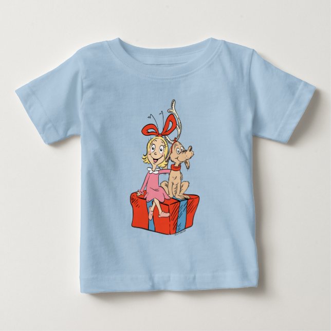 Camiseta Cindy Lou Who e Max em um Presente (Frente)