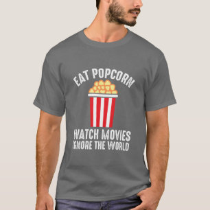 Camiseta Cinema come pipoca Assistindo filmes ignoram o mun