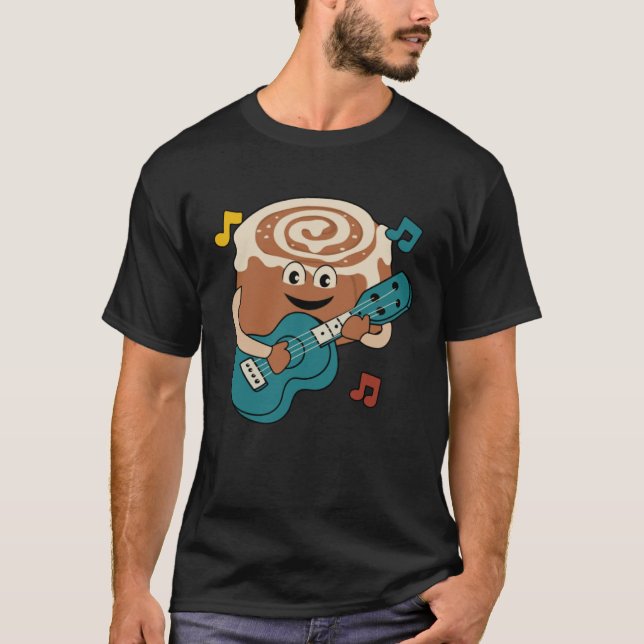 Camiseta Cinnamon Roll Ukulele Player Musician Clef (Frente)