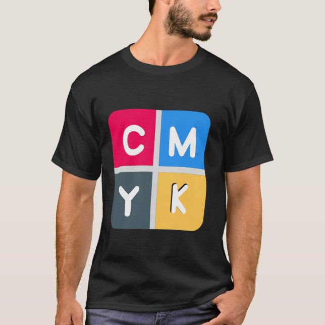 Camiseta Cinto, magenta, amarelo e chave CMYK (Frente)